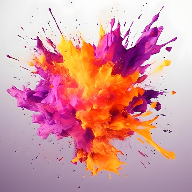 Photo a purple and orange splash of paint is shown with a purple background