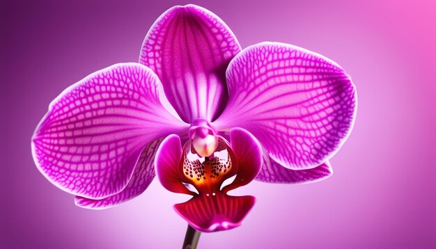 A purple orchid flower with a green stem