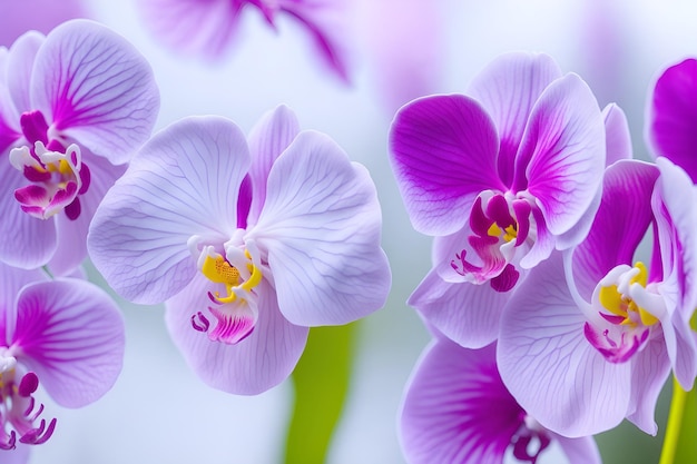 Фиолетовые орхидеи на белом фоне