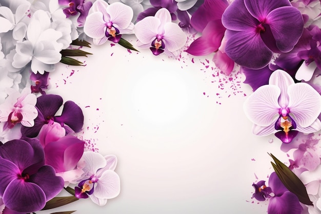 Purple orchids on a white background