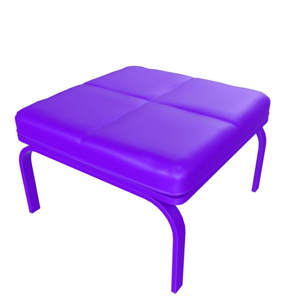 Photo a purple ottoman with a square cushion in front of it.