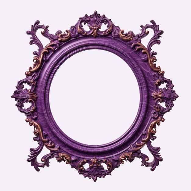 Purple oval frame with gold trim and a purple border.