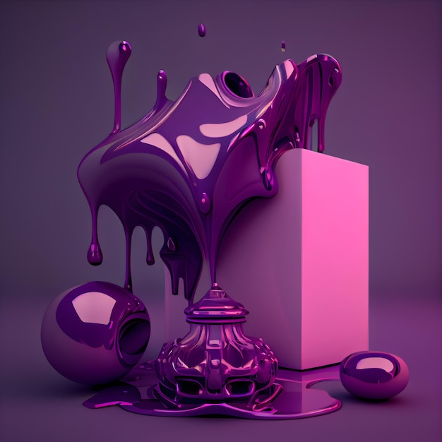 Фото Фиолетовая краска капает из бутылки 3d визуализация 3d иллюстрация