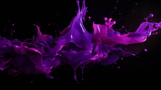 Premium AI Image | Purple paint splash on black background