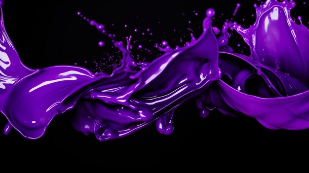 Фото Всплеск фиолетовой краски на черном фоне