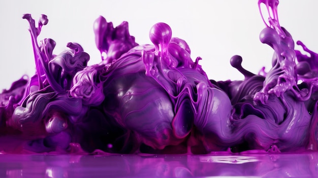 Purple paint splashed onto a white background in the style of organic and flowing forms photobashing soft and dreamy atmosphere generate ai