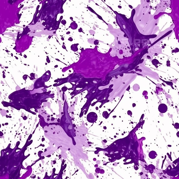 Purple paint splattered on a white surface with a purple background generative ai