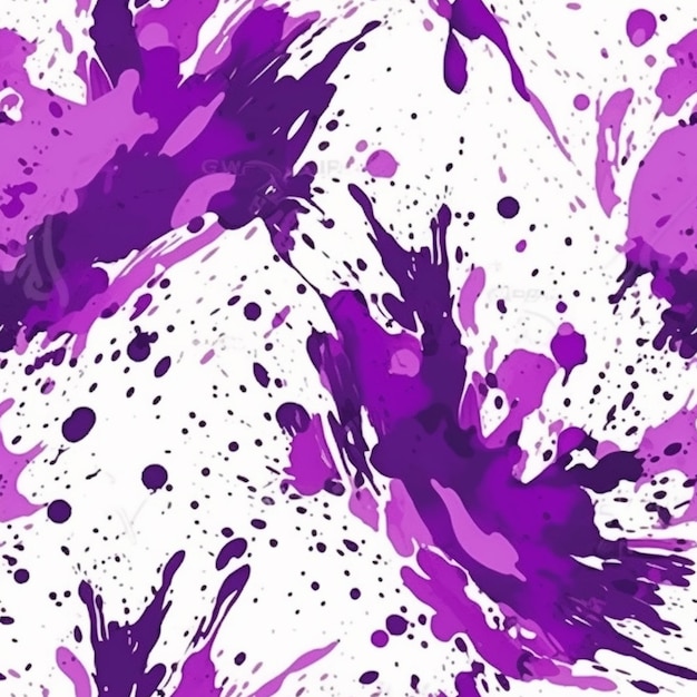 Purple paint splatters on a white background generative ai