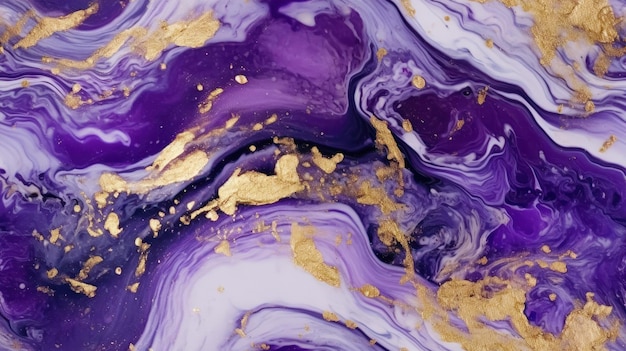 Purple paint with gold paint on a white background