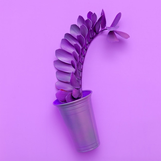 Photo purple palm art. minimal fashion design