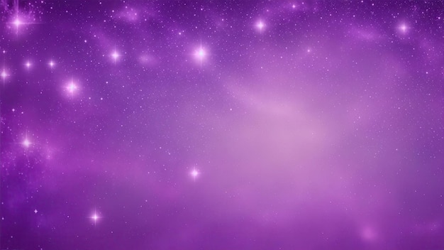 Purple particles and light abstract background with shining dots stars