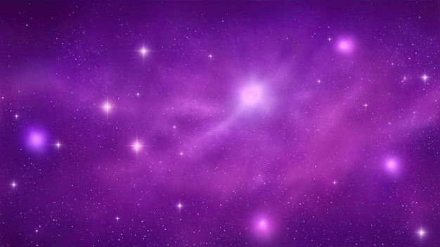 Purple particles and light abstract background with shining dots stars