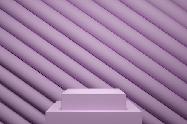 Purple pastel color stage mock up line Stack backdrop for copy space. 3D Rendering. Minimal idea concept design.