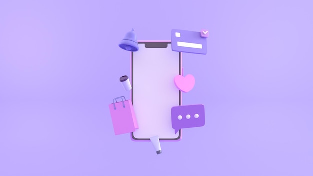 Purple phone with a message on the screen