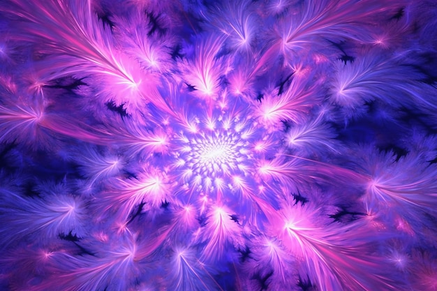 A purple and pink background with a large flower design in the center.