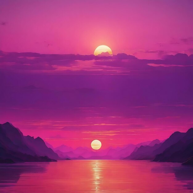 A purple and pink background with a pattern of a sunset