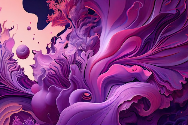 A purple and pink background with a swirly design.