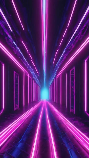 Purple pink and blue glowing neon lines ai generated