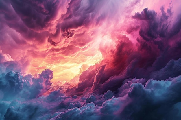 фиолетово-розовые облака, заполнившие небо облаками