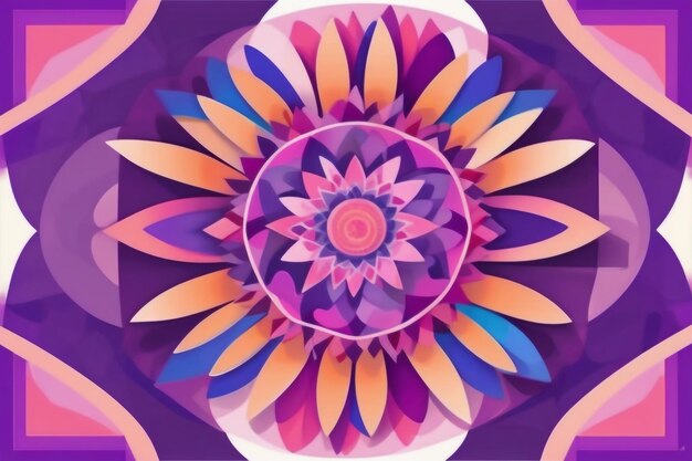 Purple and pink flower with geometric shapes and patterns