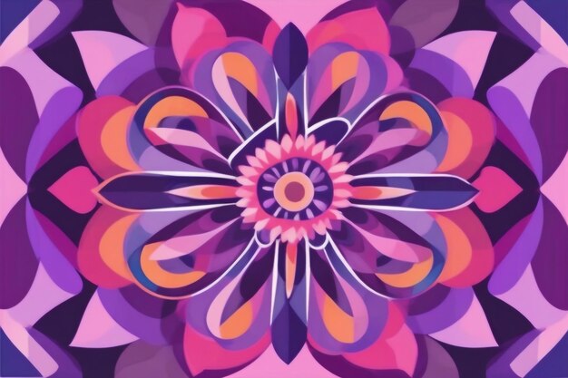 Purple and pink flower with geometric shapes and patterns