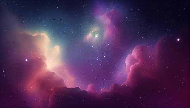 A purple and pink galaxy with a bird in the center