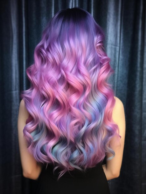 purple and pink hair with a purple and purple color