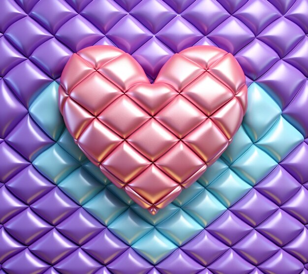 Purple and pink heart shaped balloon on a purple and blue background generative ai