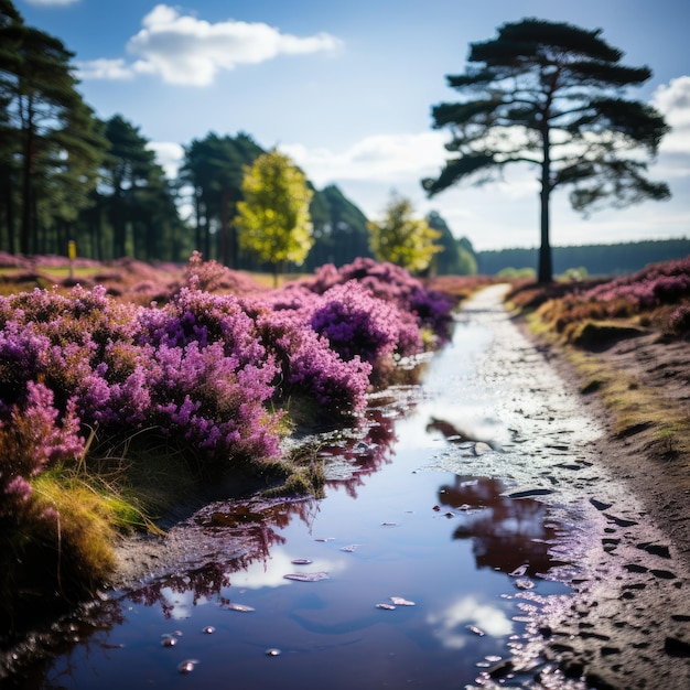 Photo purple pink heather in bloom