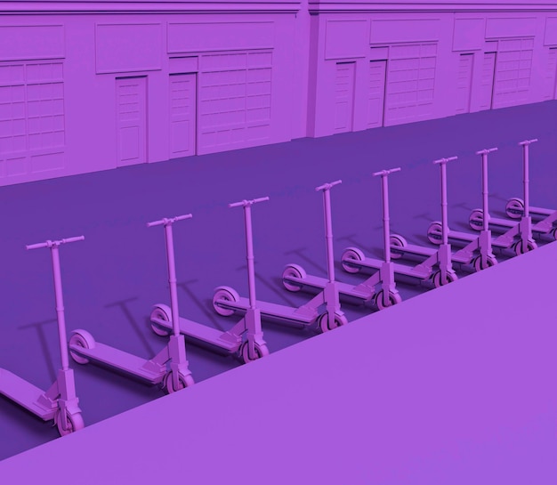 A purple and pink illustration of a warehouse.