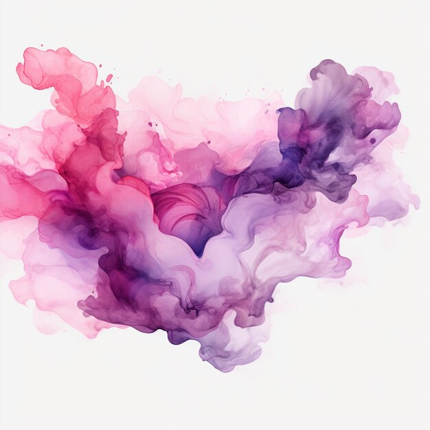 purple and pink ink in water on a white background generative ai