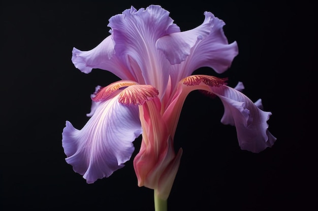 a purple and pink iris with a pink and white stripe.