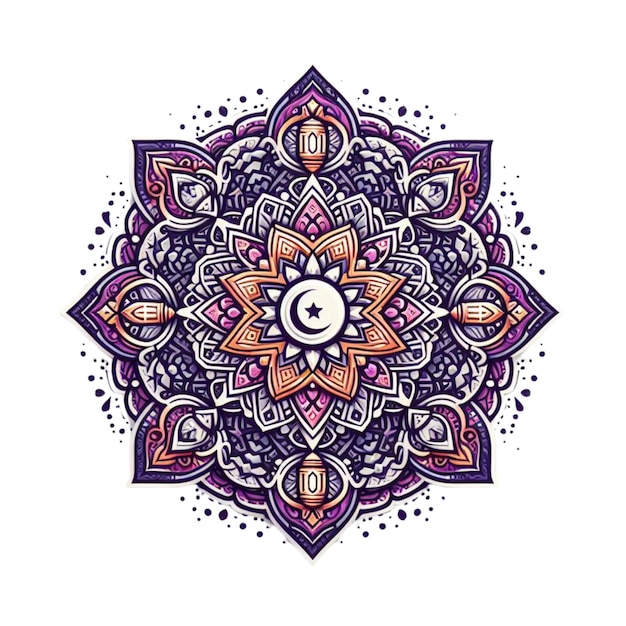 Purple and pink mandala isolated on white