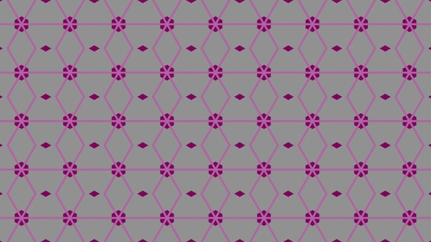 A purple and pink pattern with the purple flowers on a gray background.