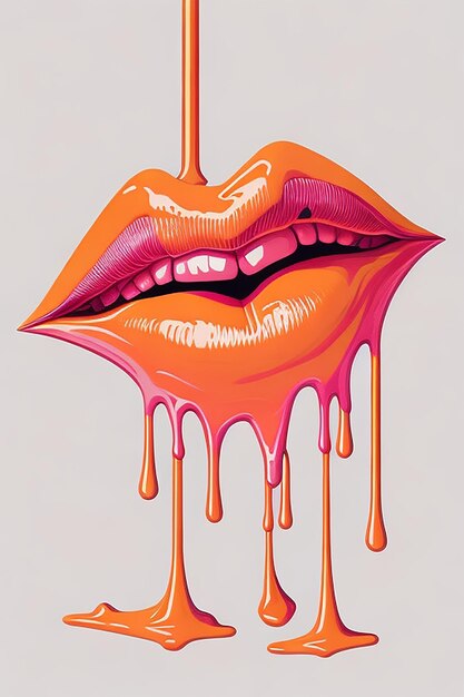 Photo purple and pink puckered lips drippy kiss sublimation clipart ai generated