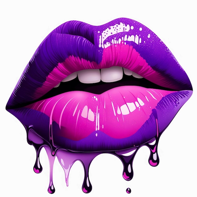 Photo purple and pink puckered lips