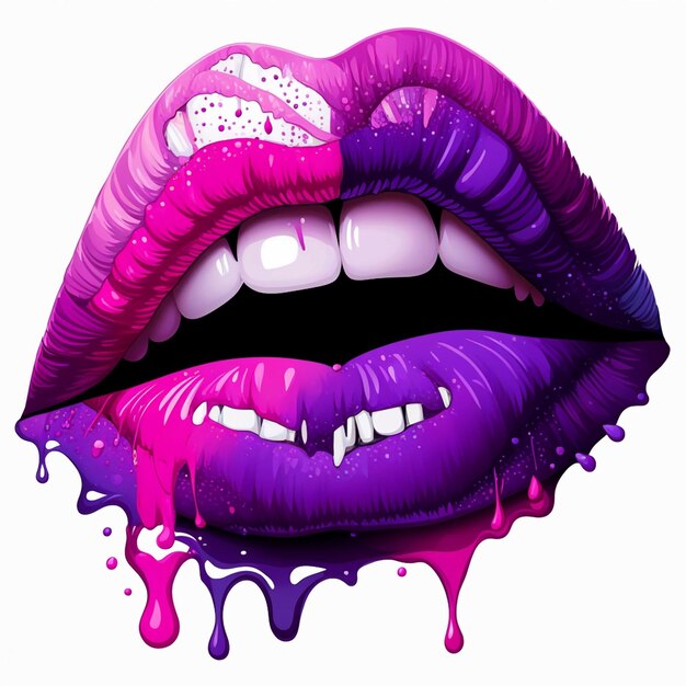 Photo purple and pink puckered lips