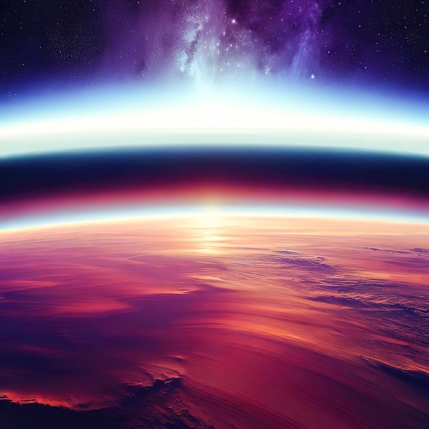 Photo a purple and pink sunset over the planet earth