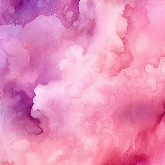 Фиолетовая и розовая акварельная живопись облаков и облаков в небе генеративный ai
