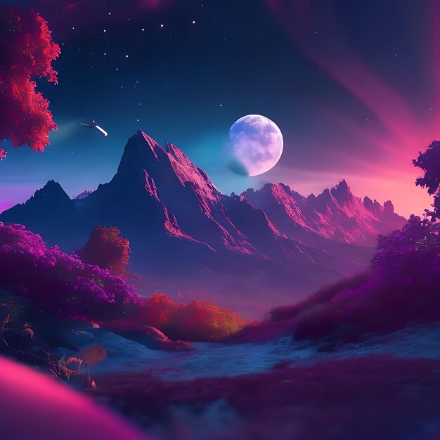 Purple planet in the desert wallpapers ai generated