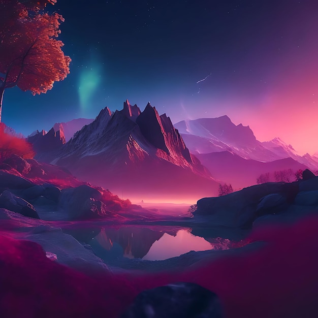 Photo purple planet in the desert wallpapers ai generated