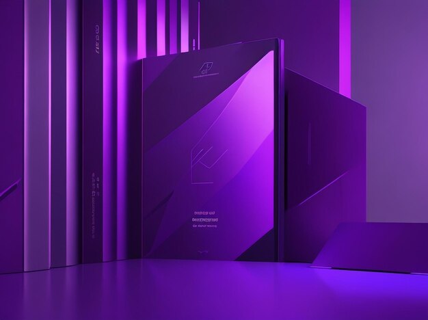 Purple podium display with light effect 3d