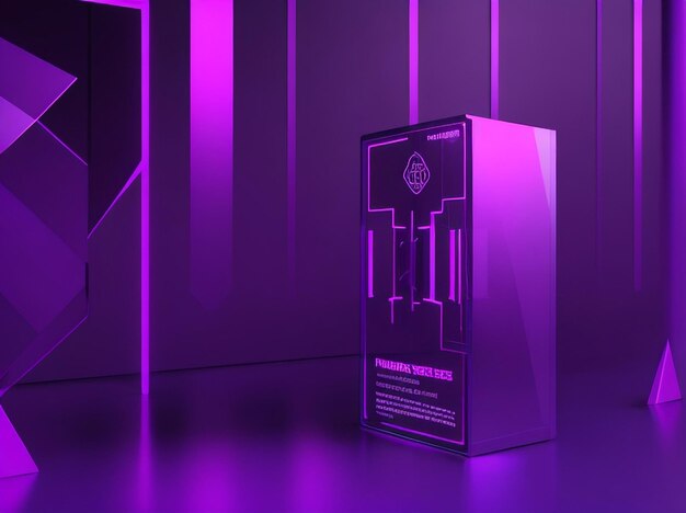 Purple podium display with light effect 3d