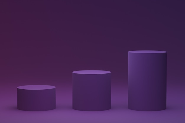 Purple podium minimal or product stand 3d rendering for cosmetic product presentation