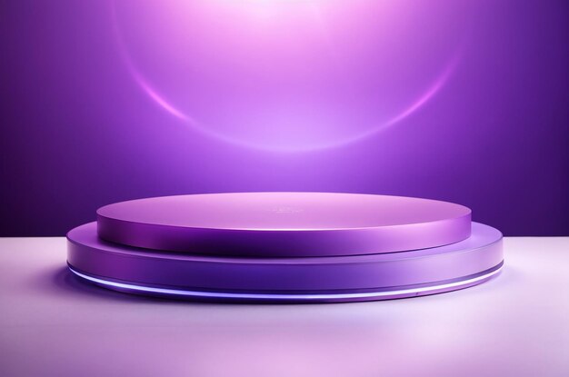 Photo the purple podium with an ethereal base and light effects creates an attractive product display the