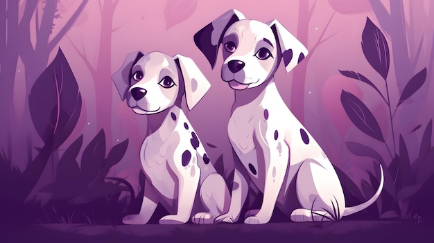 Purple puppies illustration perfect background generative ai