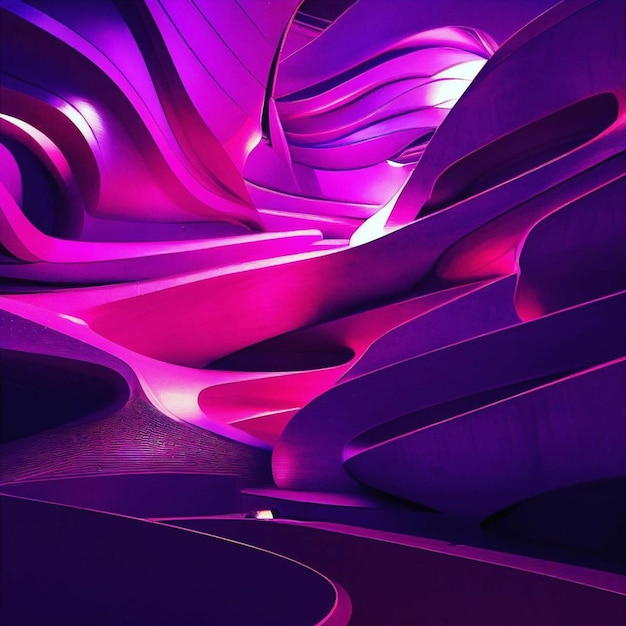 Фиолетовая и фиолетовая абстрактная стена с фиолетовым светом.