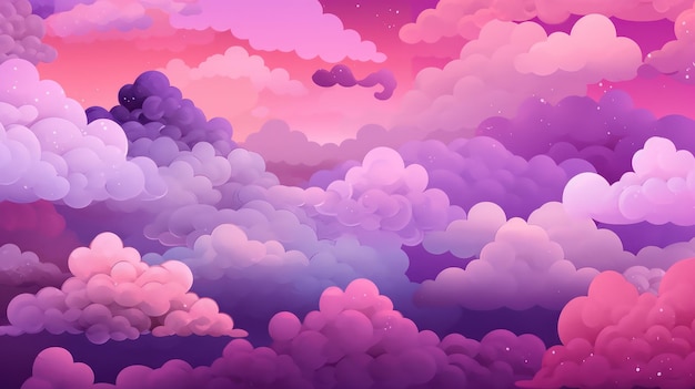 A purple and purple background with a purple sky and clouds.