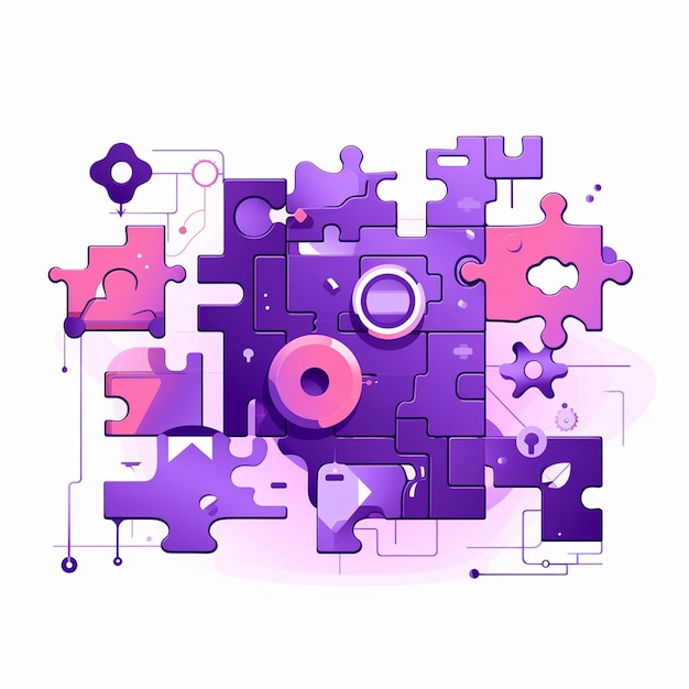 на пурпурно-фиолетовом кусочке головоломки есть фиолетовый кружок.