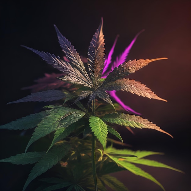 A purple and purple plant with the word cannabis on it